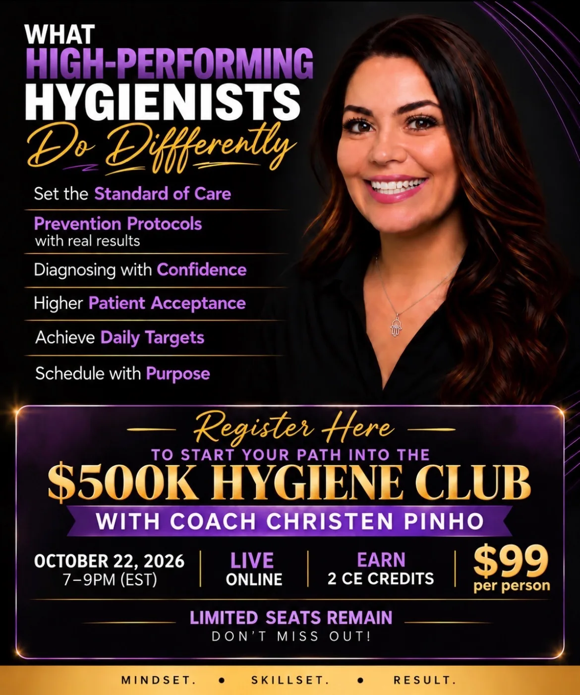 What High-Performing Hygienists Do Differently — October 22, 2026, live online with Coach Christen Pinho